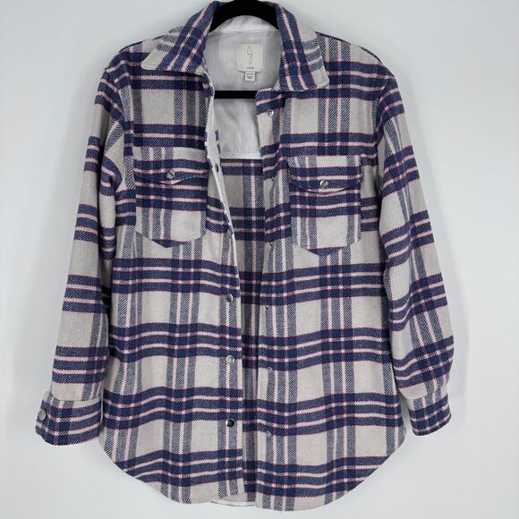 Joie Boyfriend Plaid Wool Blend Snap Front Shacket Jacket Womens XS - Picture 1 of 8